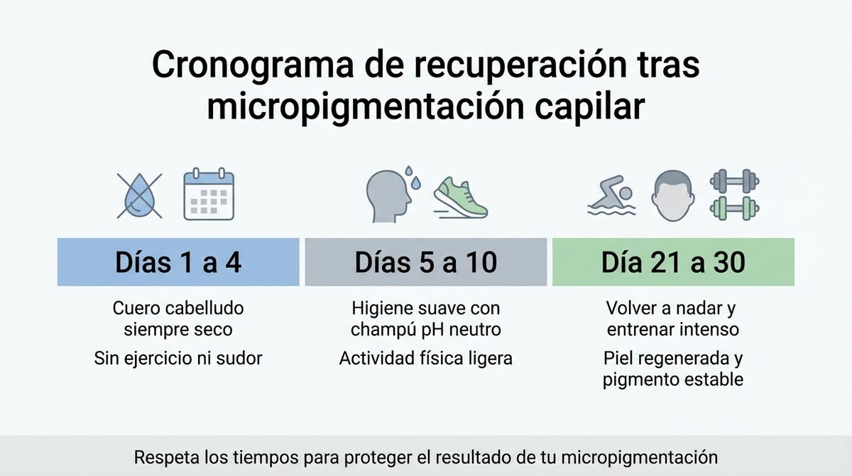 Diagrama en formato tabla con los productos básicos para mantener la micropigmentación capilar